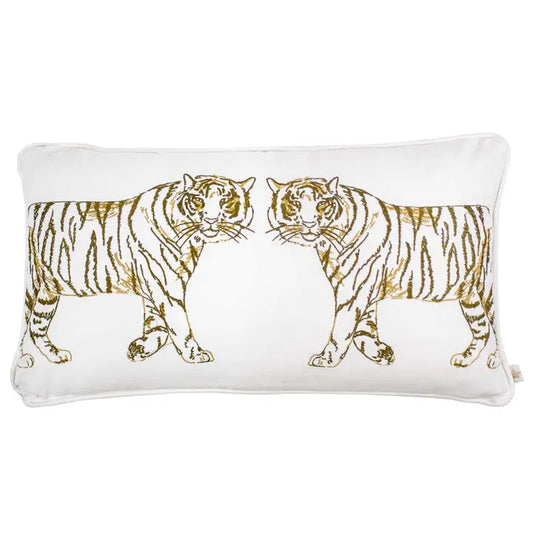 Tiger Walk Lumbar Pillow Soft White/Gold