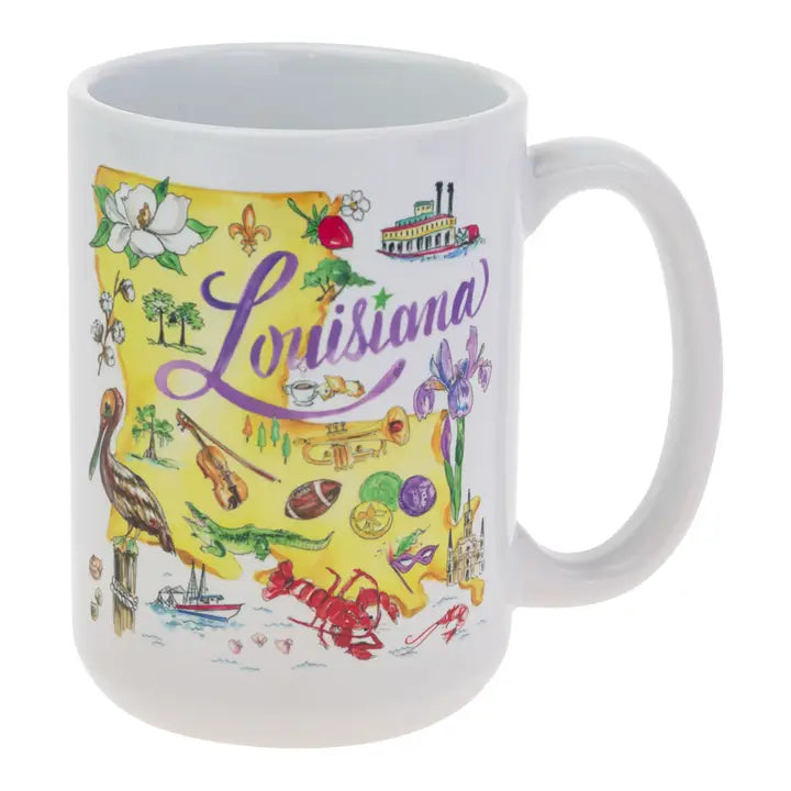 La State Collection Ceramic 15 oz Mug Louisiana