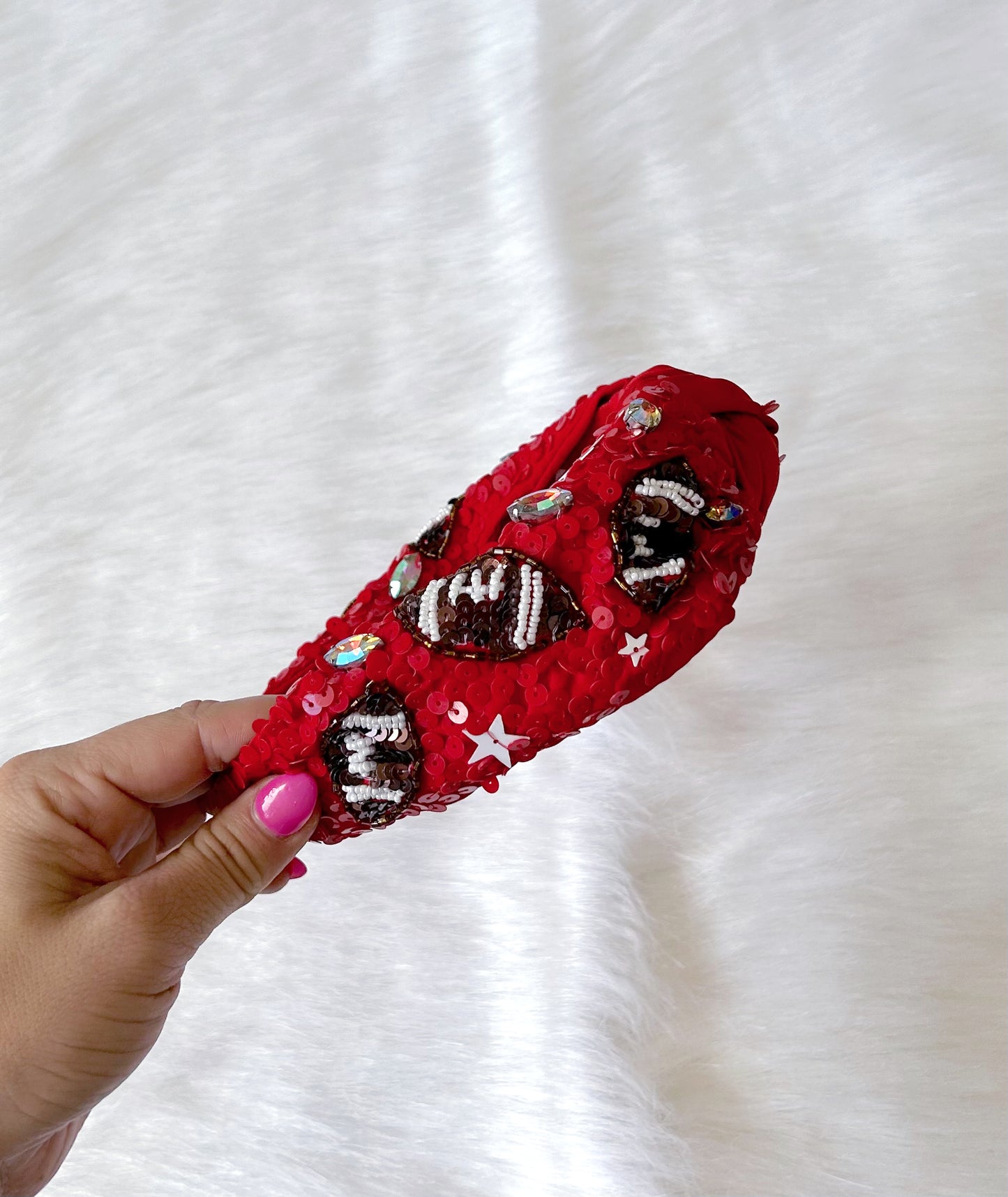 Knotted Sequin Game Day Headband