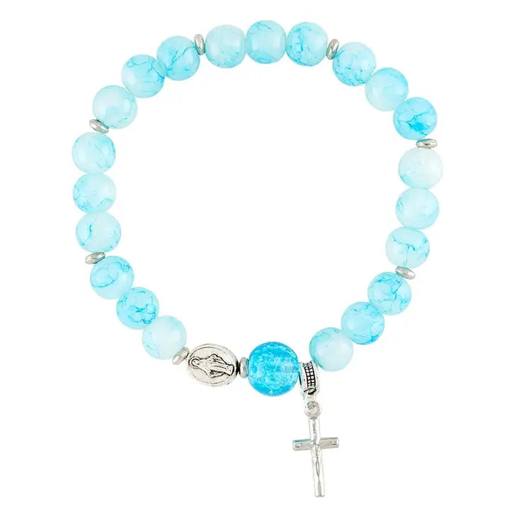 Blue Glass Bead Miraculous Bracelet