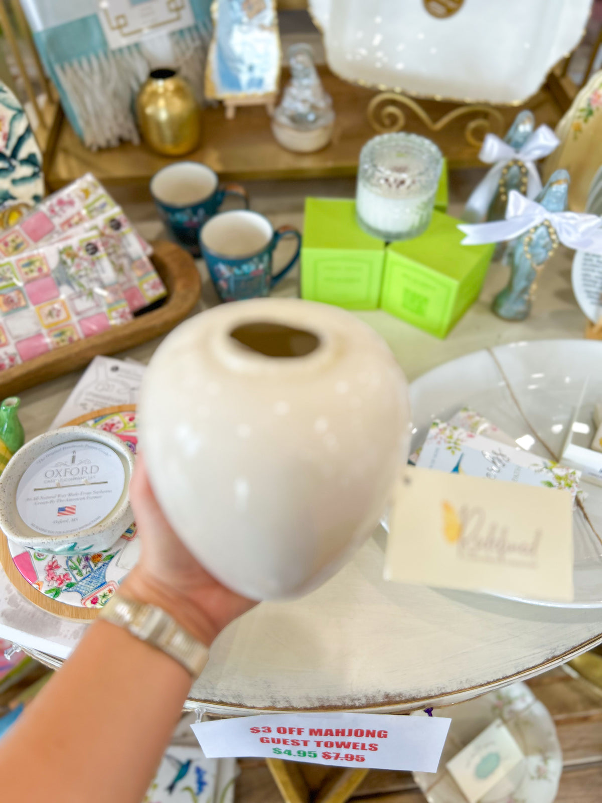 Cream White Ceramic Bud Vase