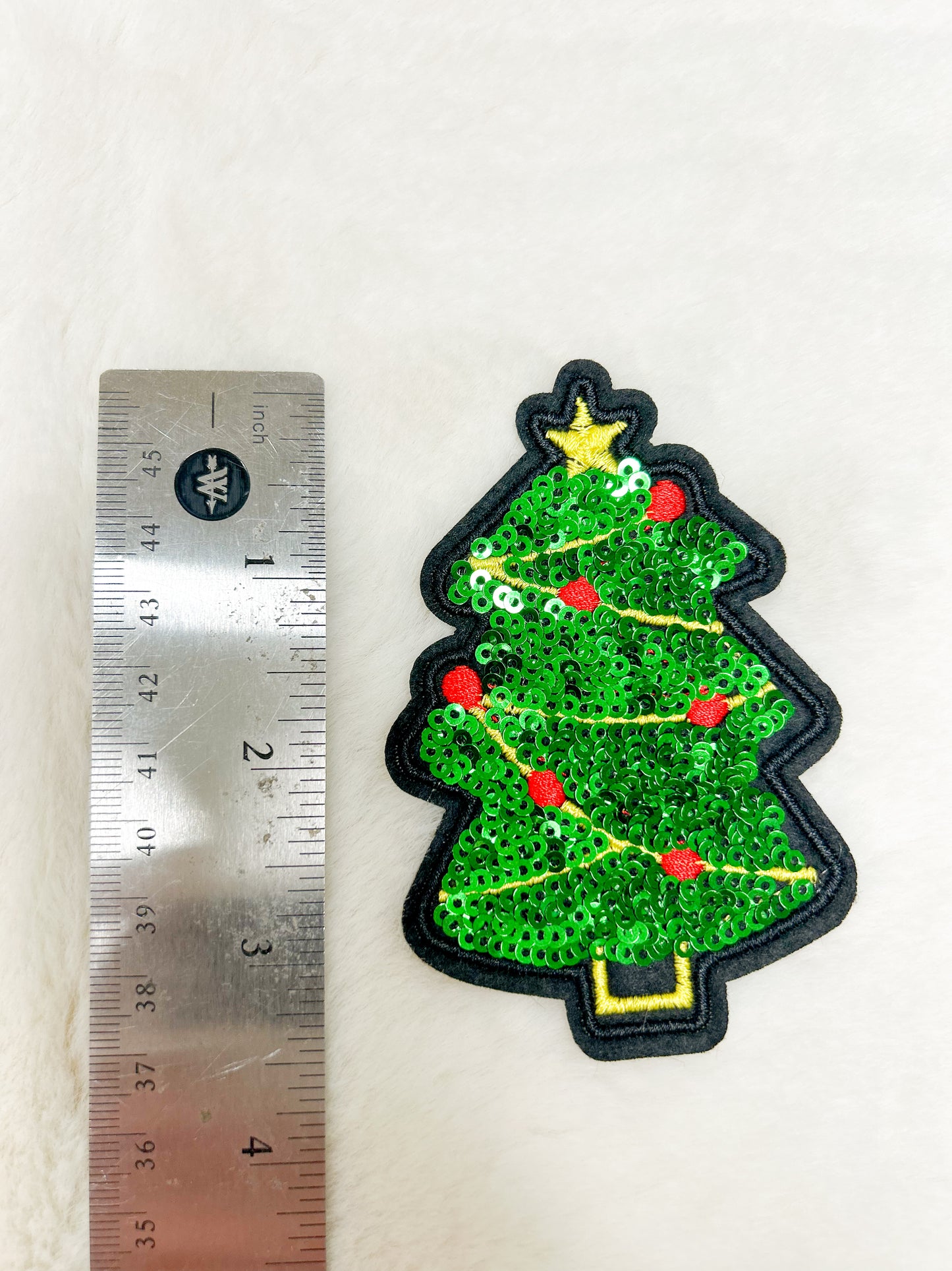 Patch-Small Sequin Christmas Tree with Black Outline