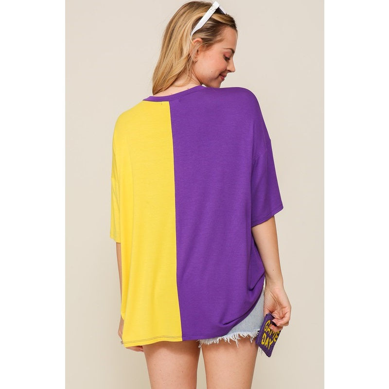 Timing Multi Color Knit Short Sleeve Top