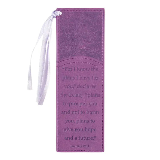 Bookmark Faux Leather Purple I Know the Plans Jeremiah 29:11
