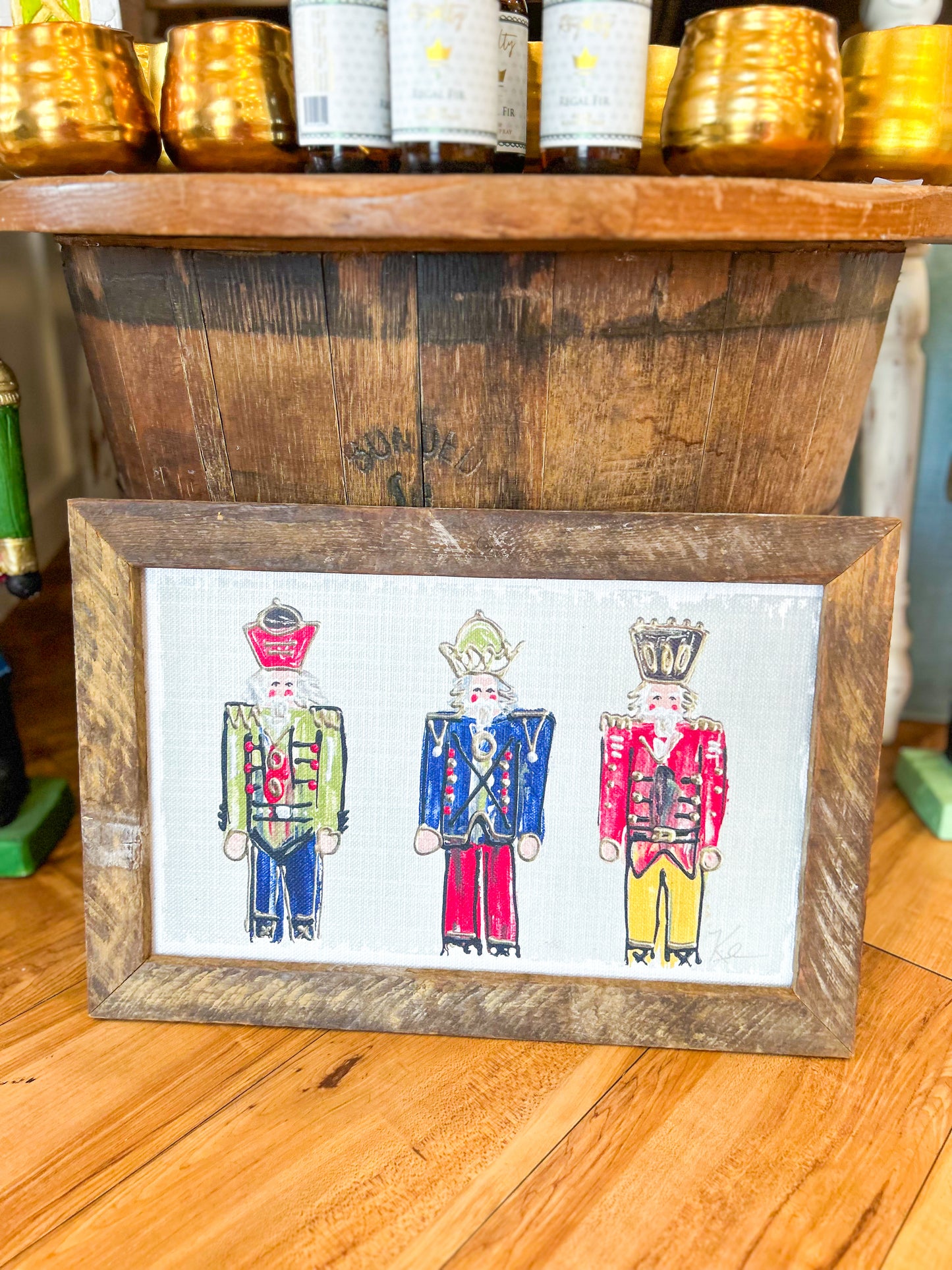 GA Full Nutcrackers Hands Framed Art 12x18