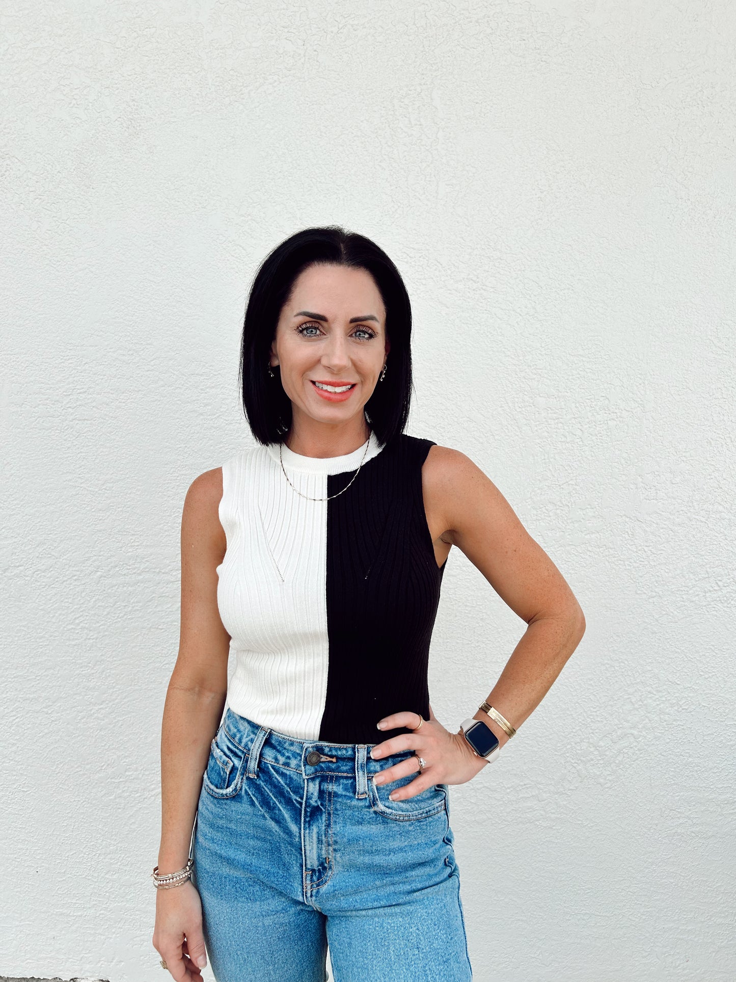 Two Tone Sleeveless Game Day Top