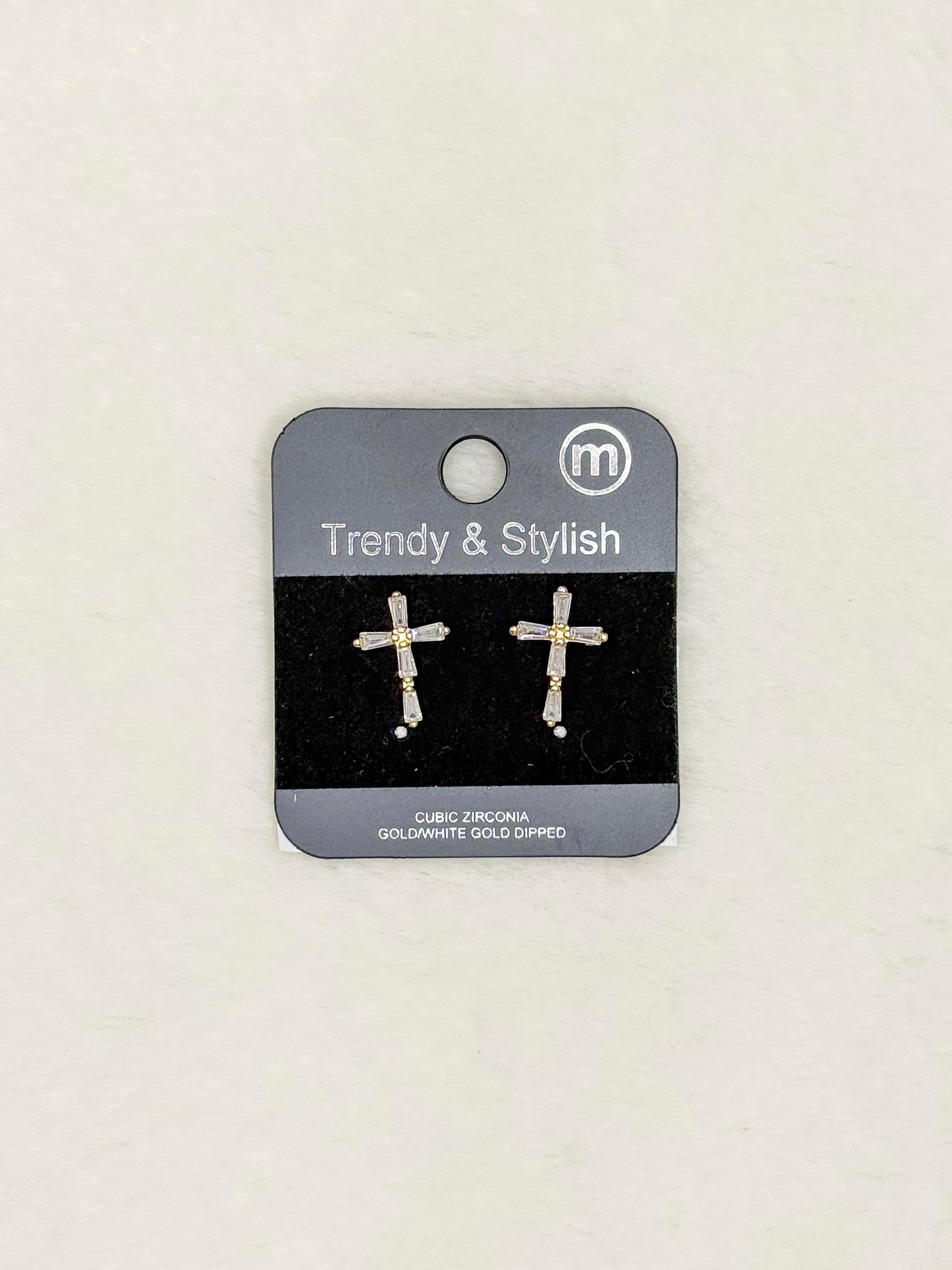 Evelyn Luxe Radiance Cross Stud Earrings