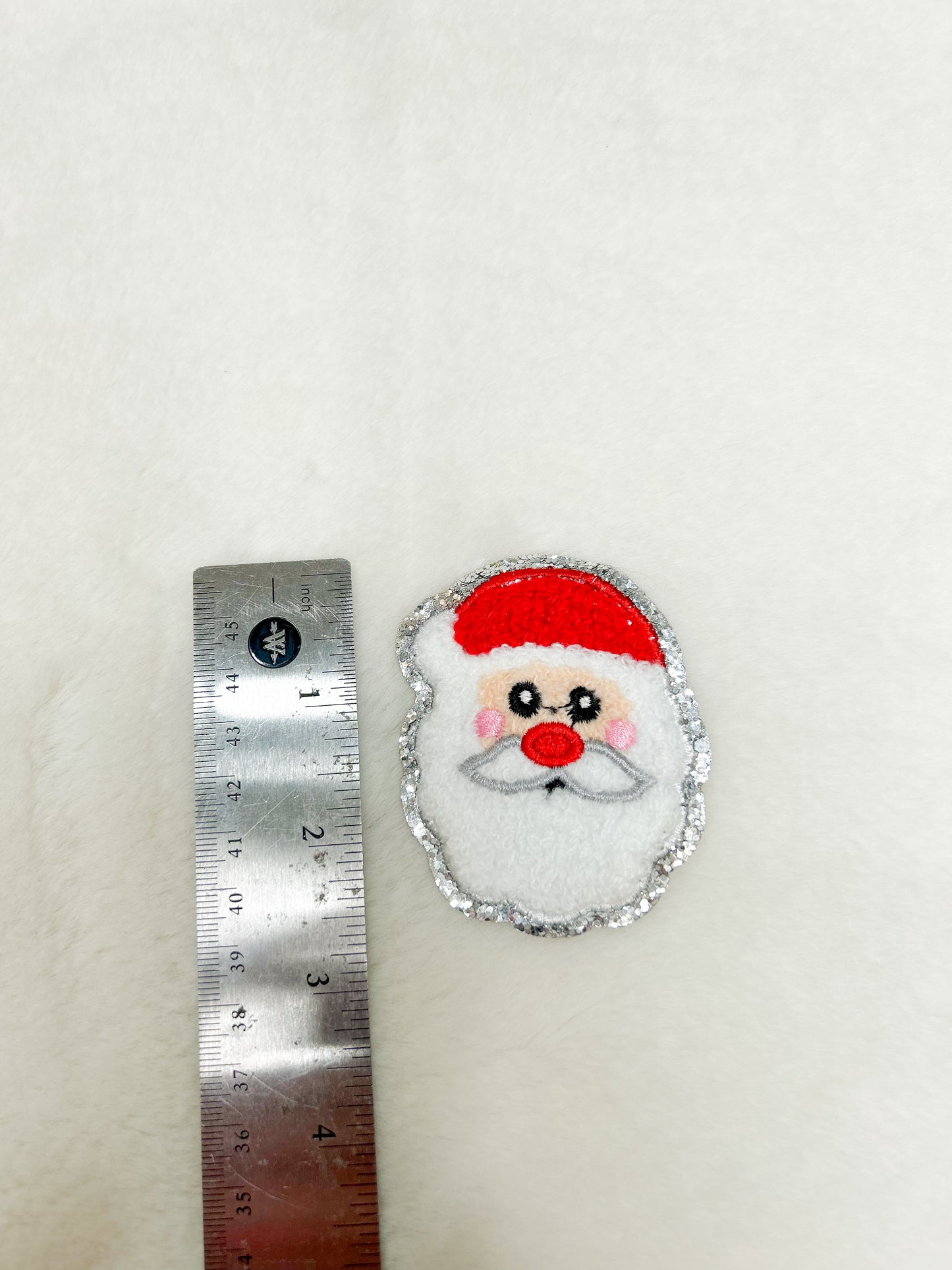 Patch-Small Santa With Silver Sequin Outline