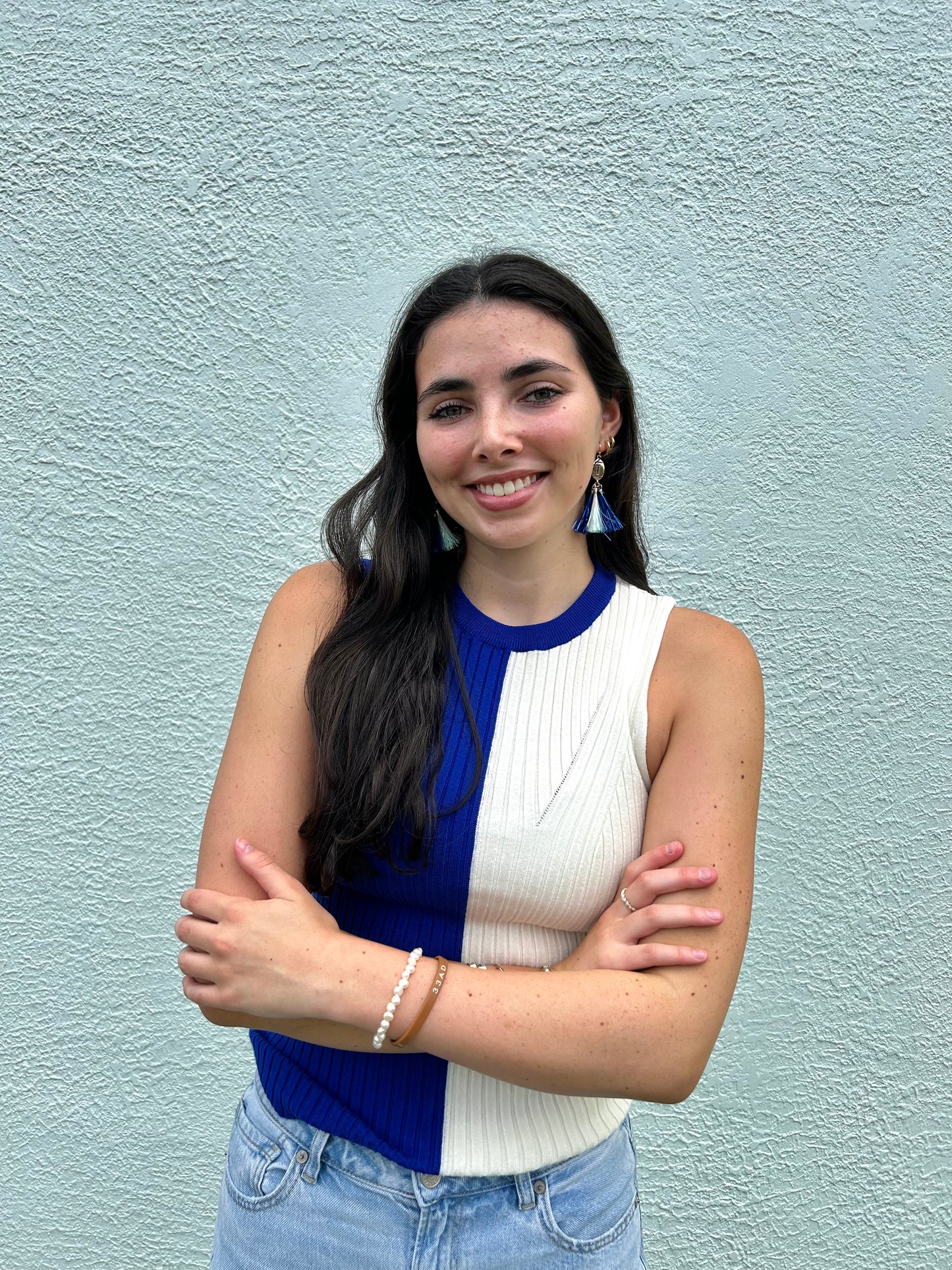 Two Tone Sleeveless Game Day Top