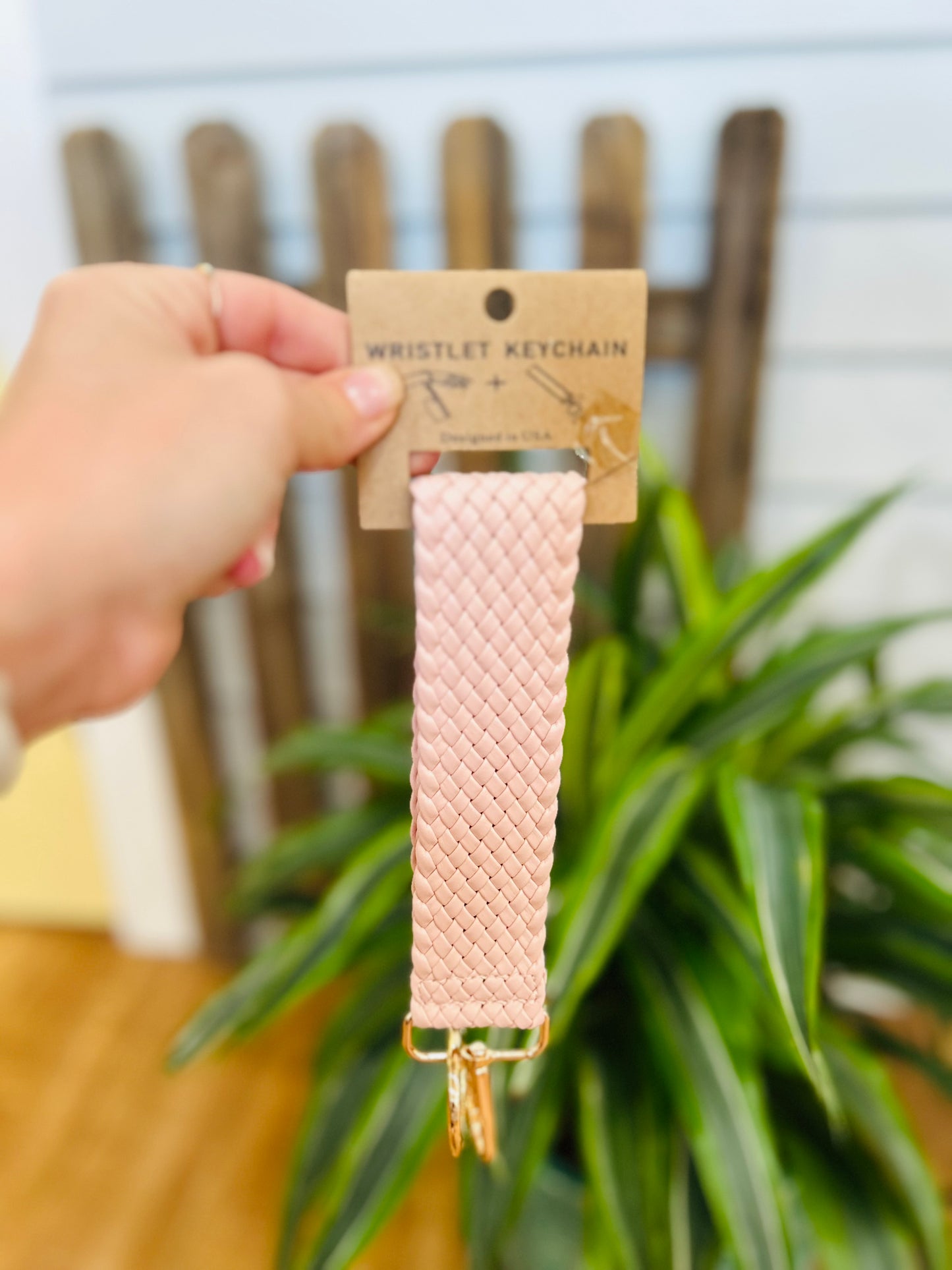 Leather Woven Wristlet Keychain