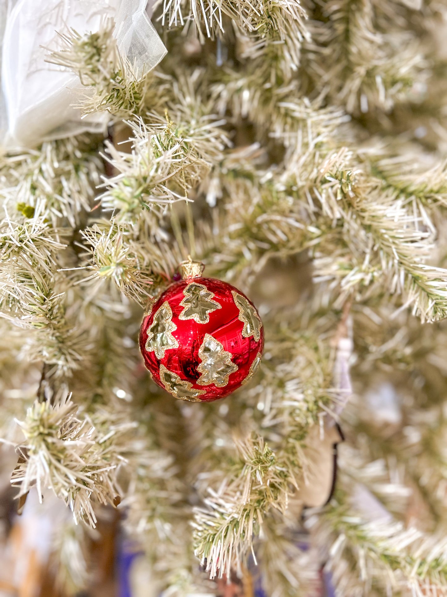 Vintage Glitter Pine Glass Ornament