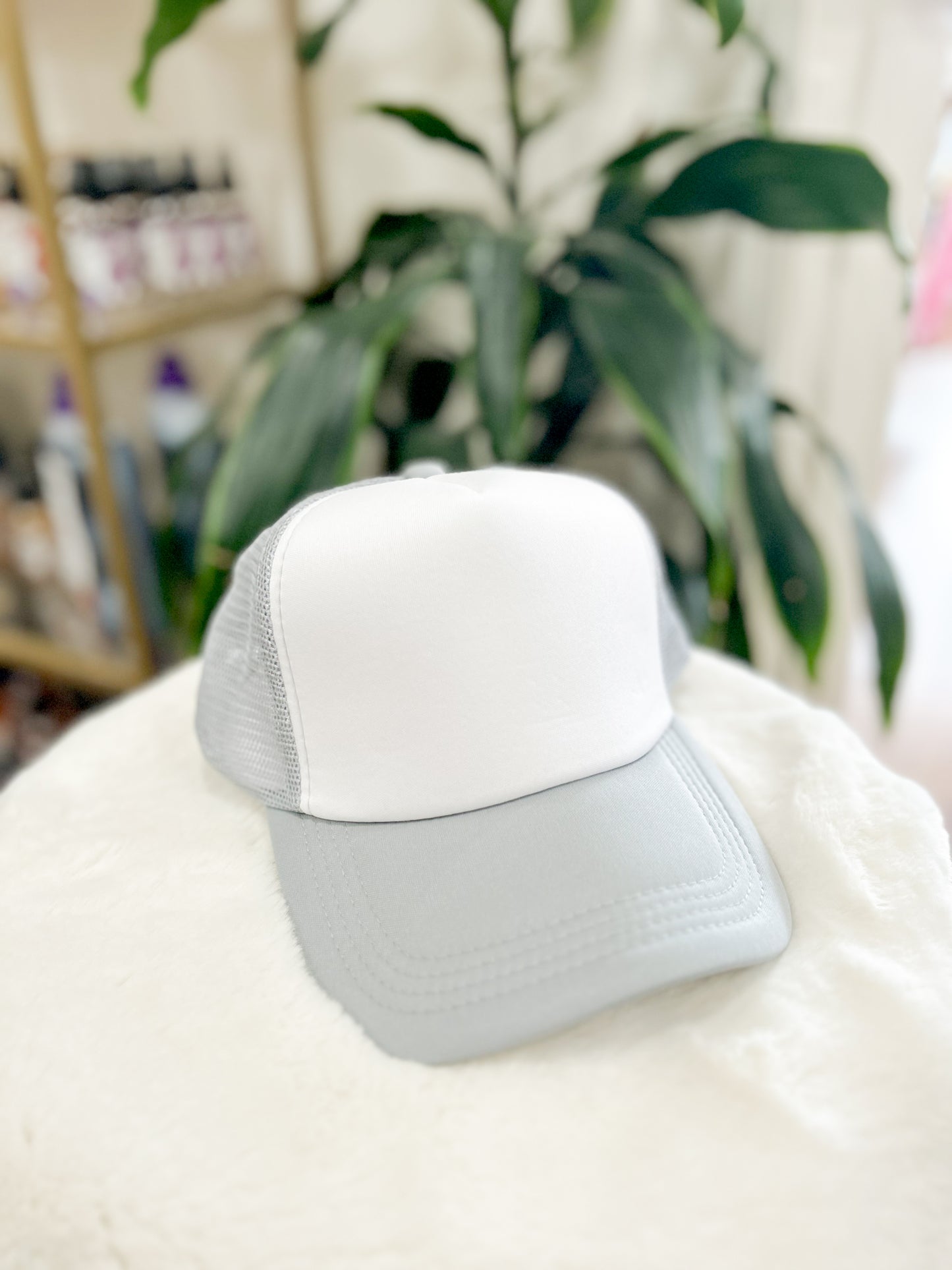 Two Tone Mesh Back High Crown Foam Trucker Hat
