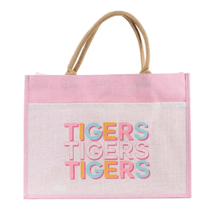 Tiger Friends Jute Pocket Tote