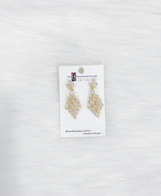 Elegant Gold Jewel Dangle Earrings