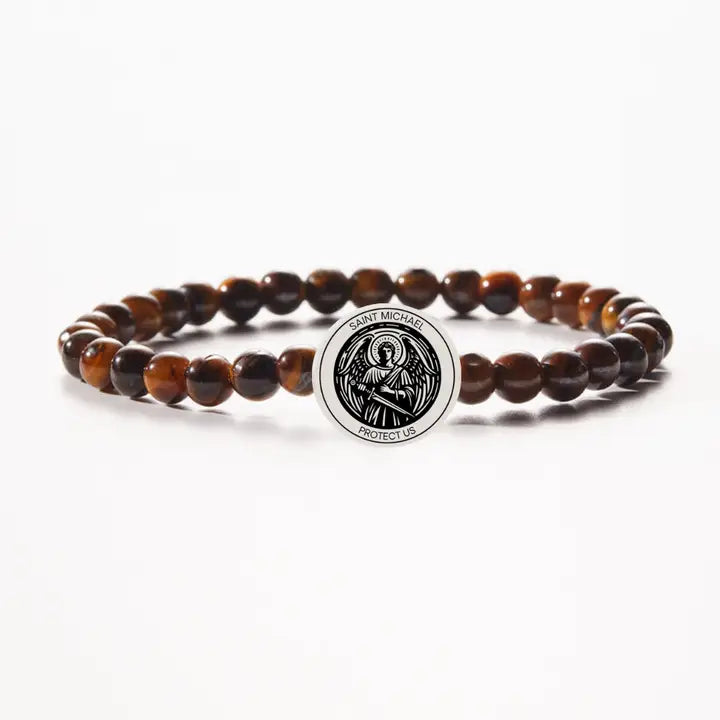 Men's Holy Water St. Michael Bracelet-Tiger's Eye