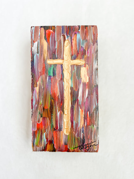 Cross Abstract Wood Block- Multi Color