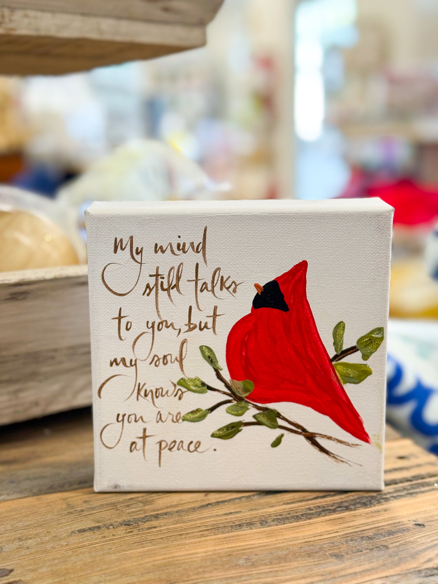 6x6 At Peace Cardinal — Hand-Painted Art