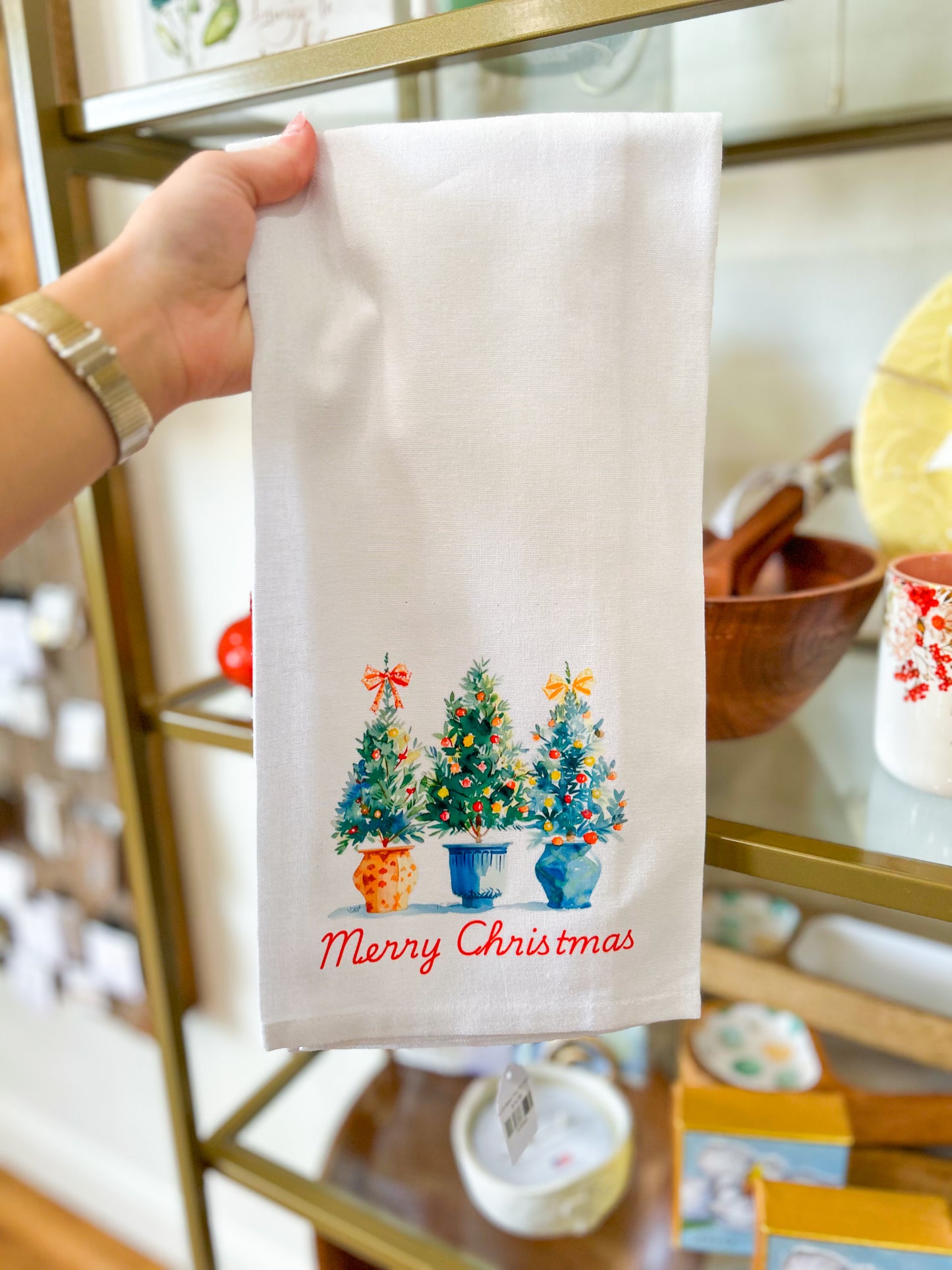 Merry Christmas Tree Trio Hand Towel