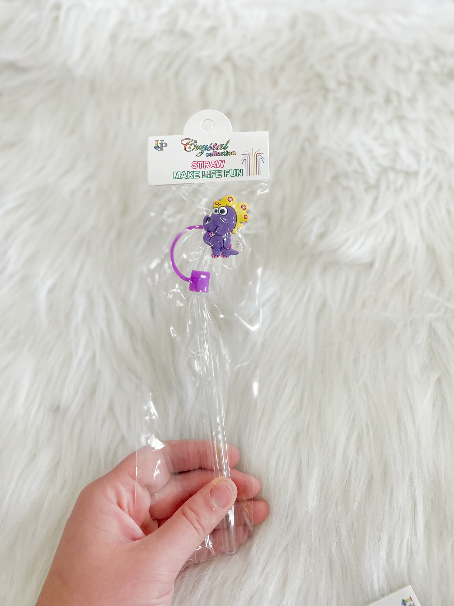 Dino Glass Straw With Color