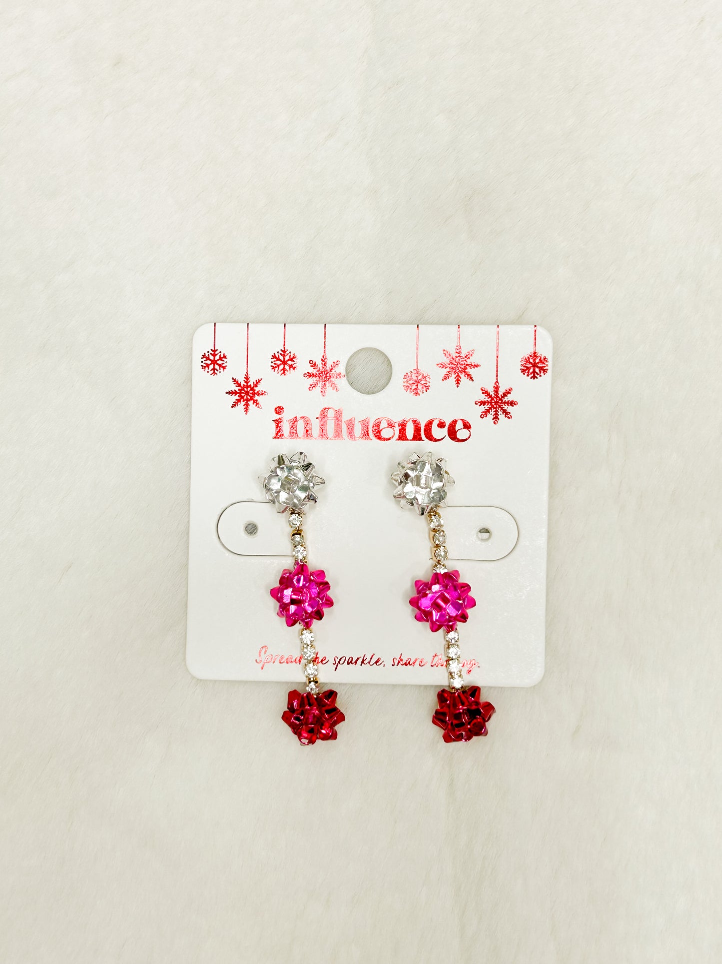 Presents Please Christmas Bow Earrings