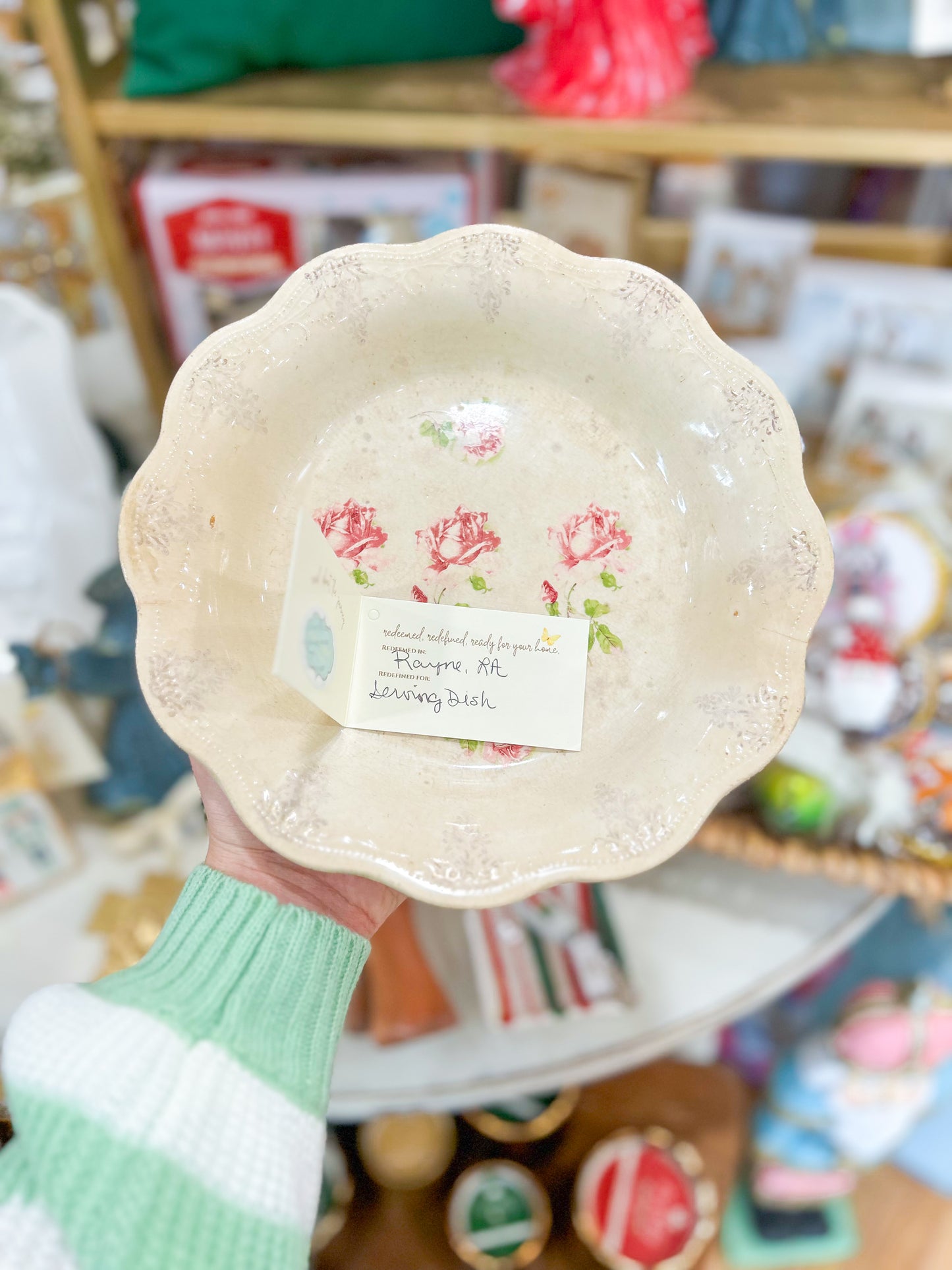 Vintage Rose Covered Serving Bowl