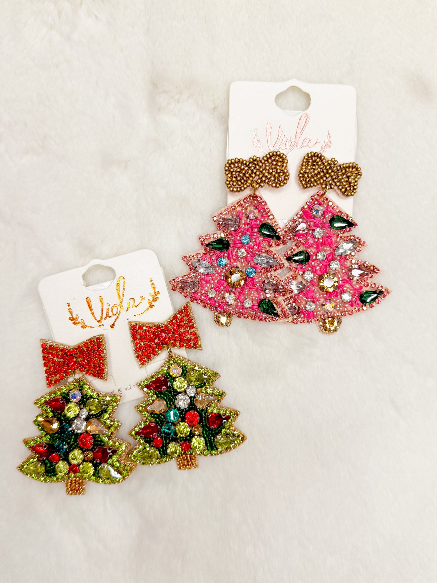 Ornaments & Magic Beaded Christmas Tree Earrings