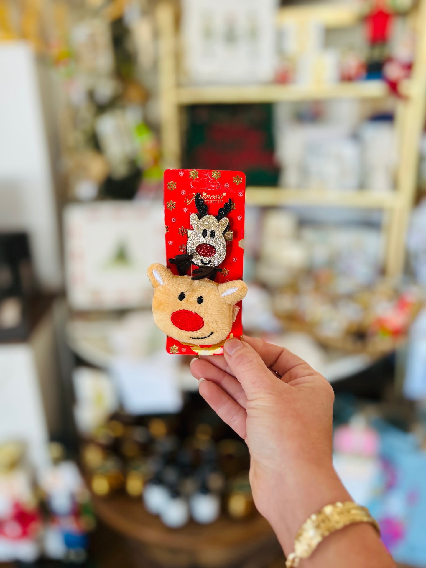 Plush Reindeer Hair Clip Set