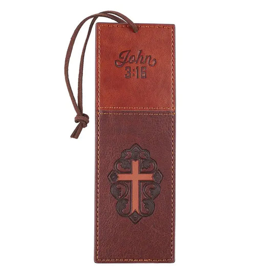 Bookmark Faux Leather Brown Two-tone Cross