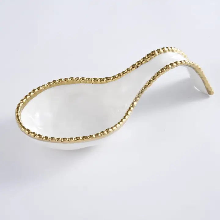 White And Gold Spoon Rest