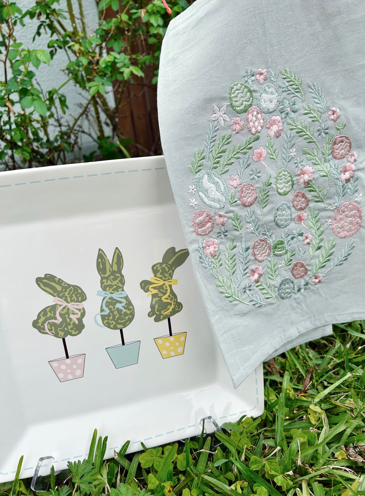 Bunny Topiary Platter