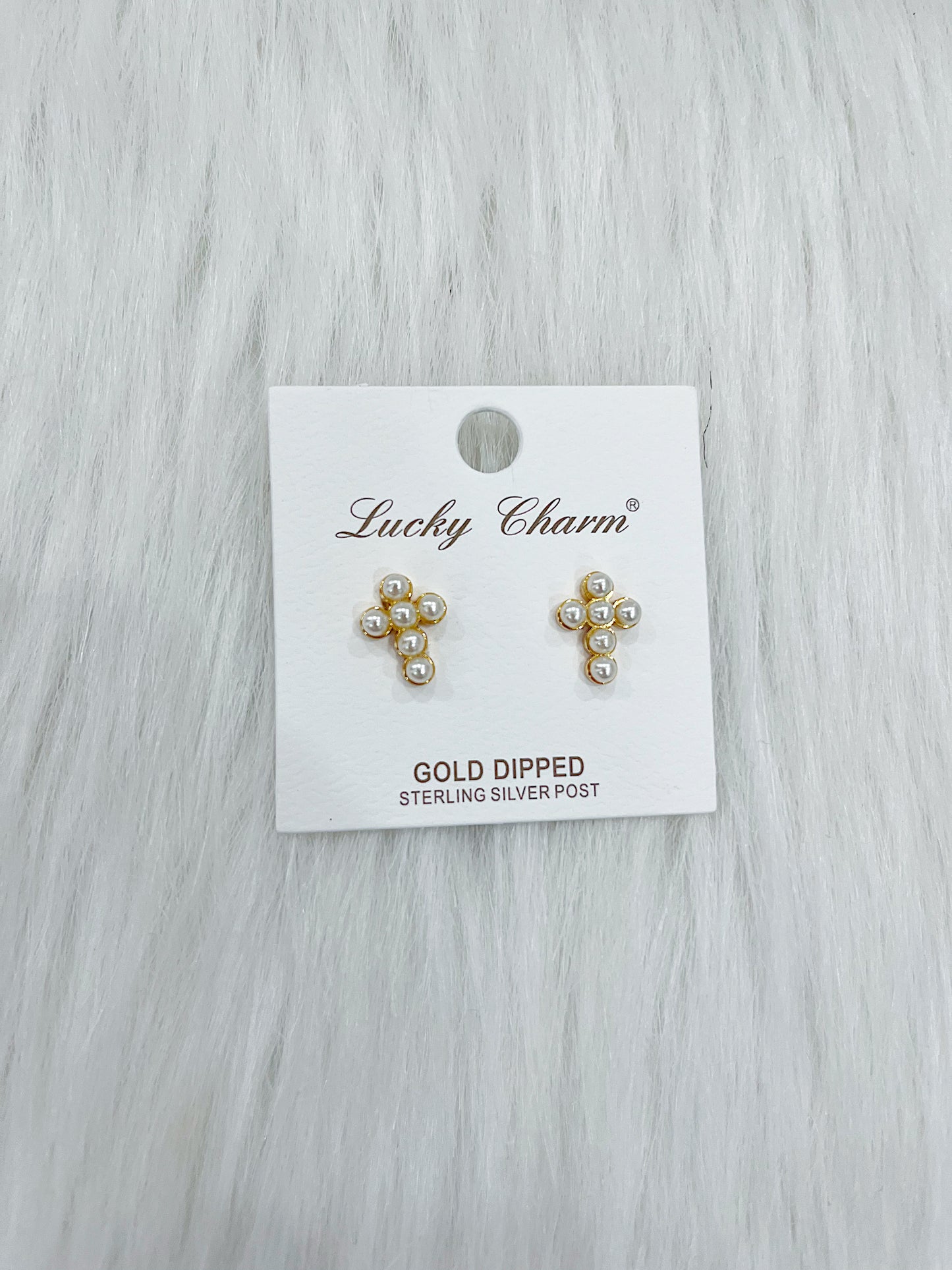 Ada Pearl Cross Stud Earrings