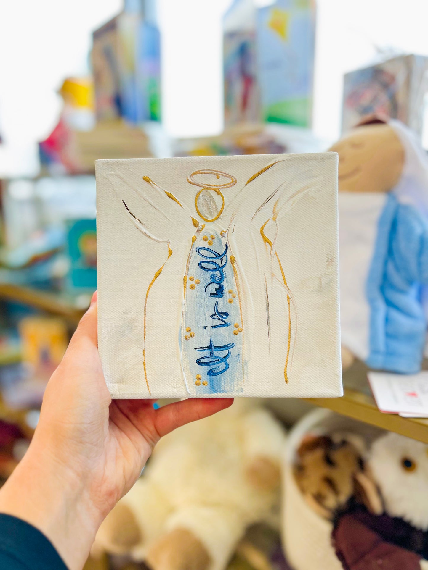 6x6 Blue and White Angel Canvas Art