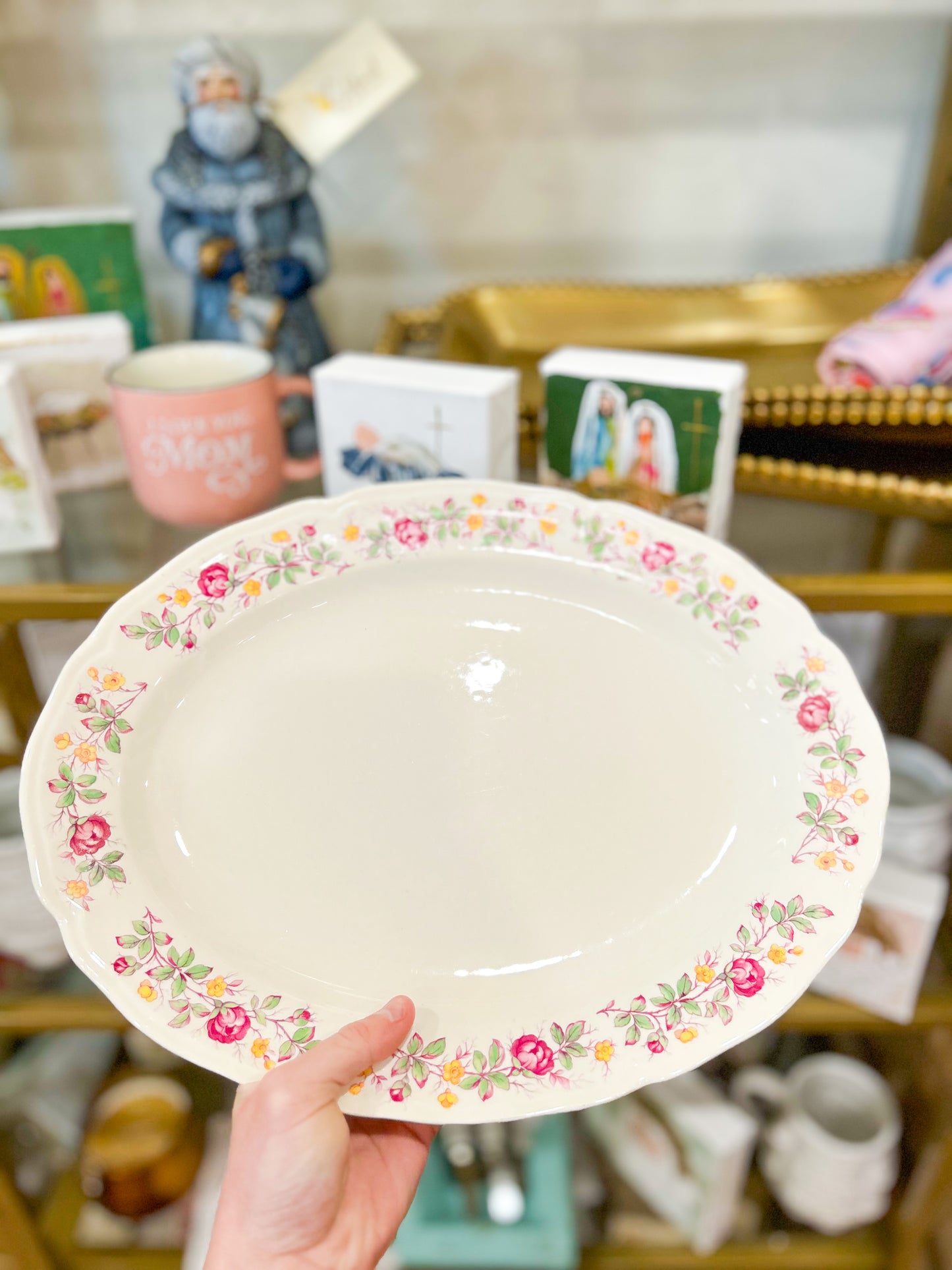 Gold Rose Floral Accent Plate