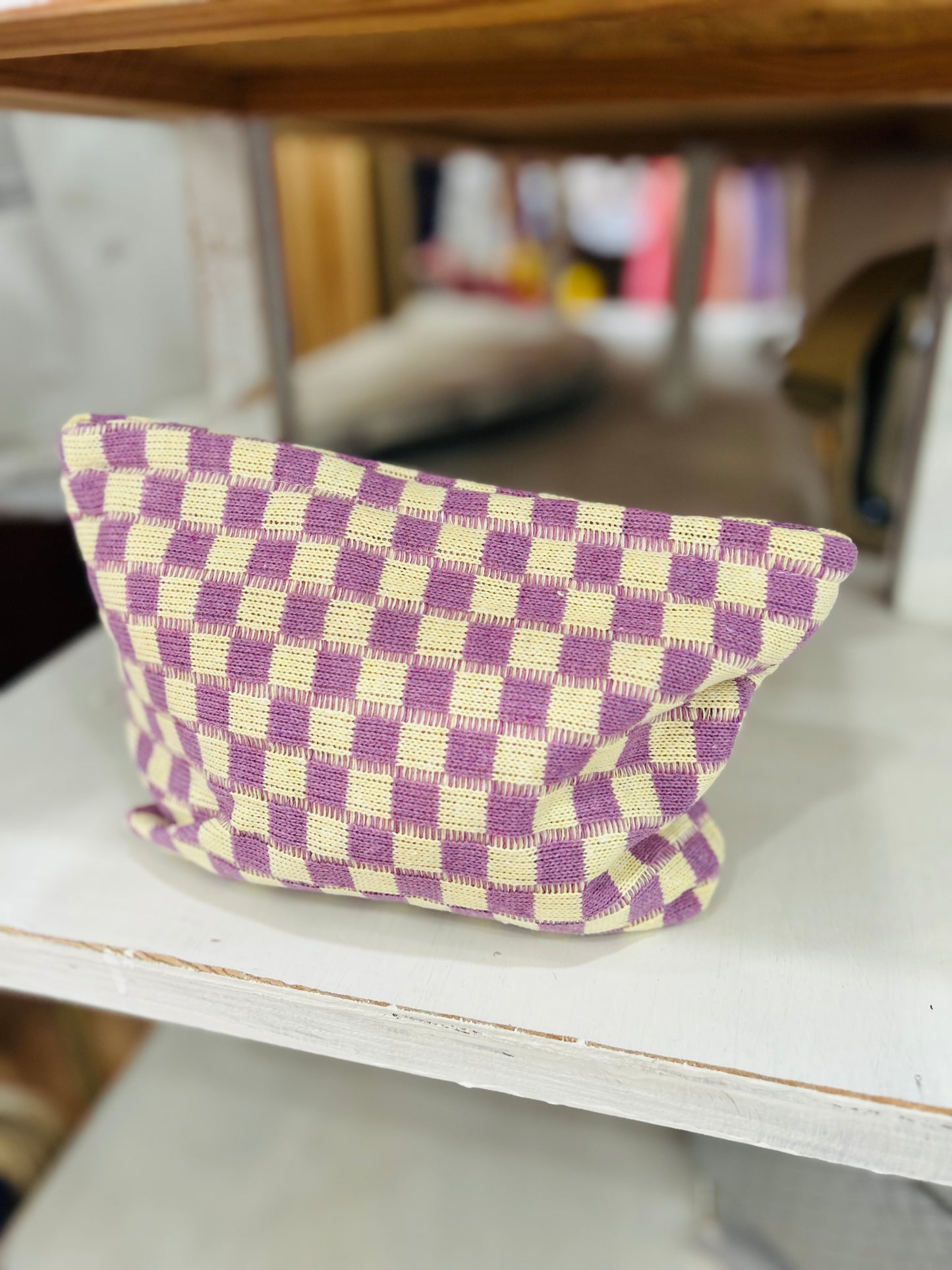 Checkered Cosmetic Bag