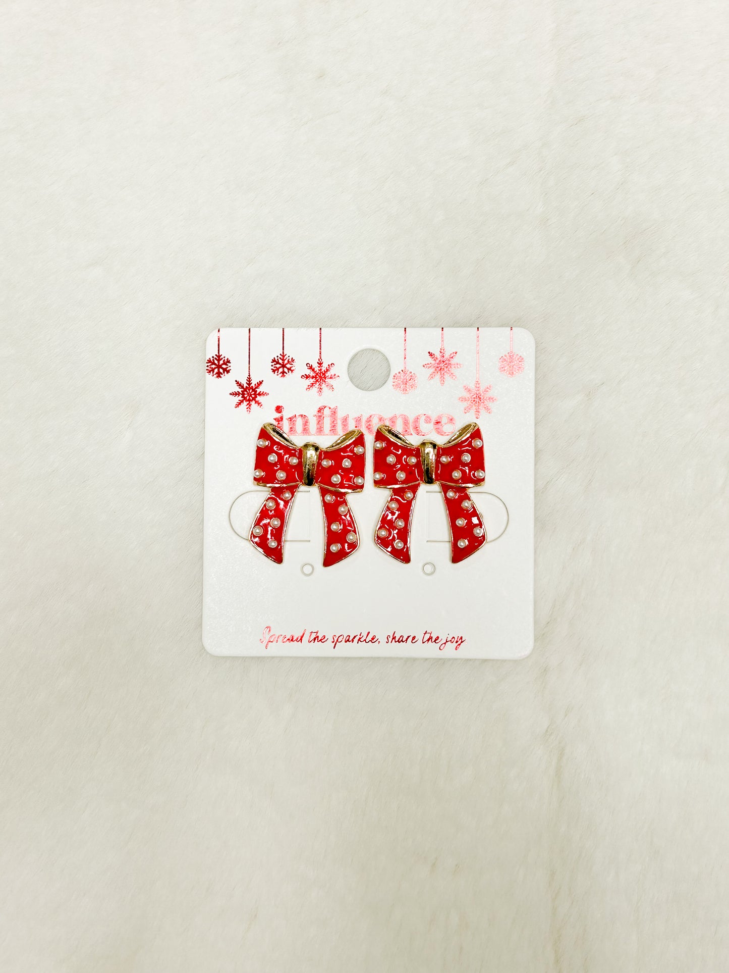 Pearls & Bows for Christmas Bow Earrings