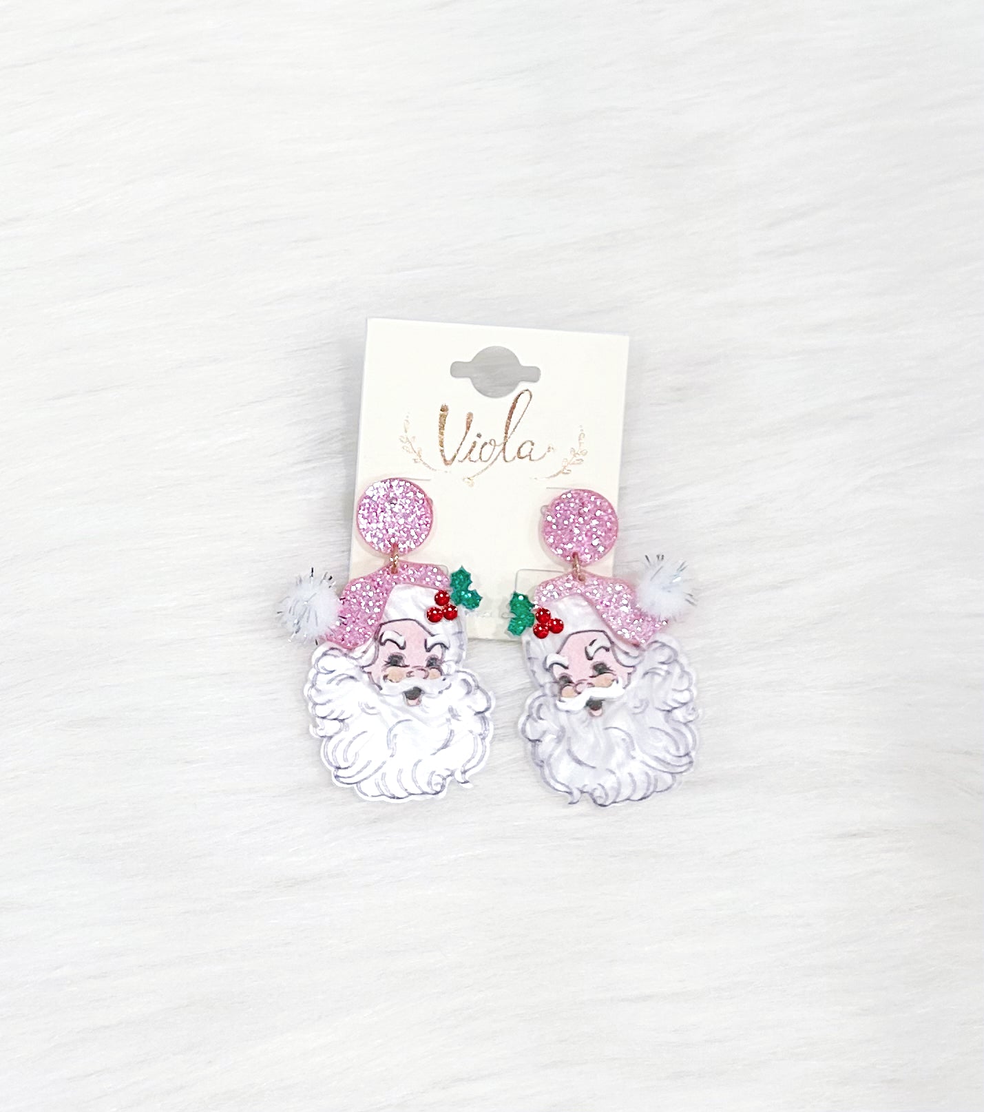 Pink Santa Earrings
