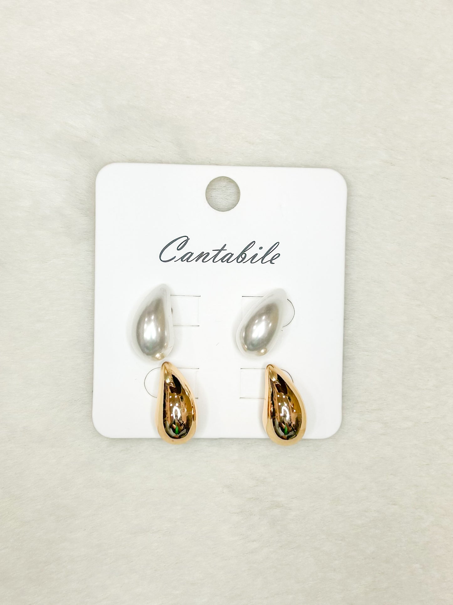 Cantabile Gold and Pearl Two Earring Set