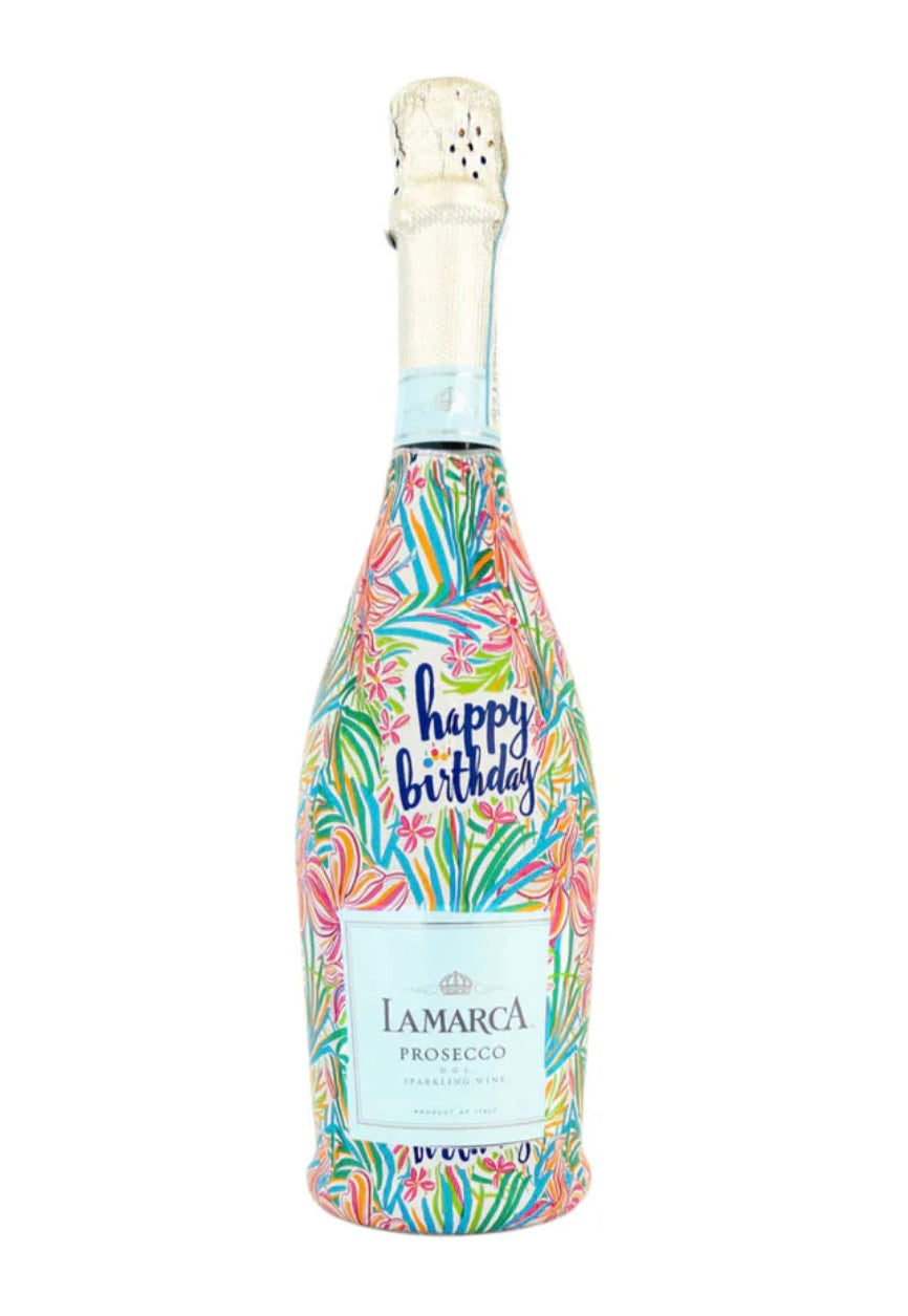 Beau Bottles Happy Birthday Floral- La Marca Edition Champagne Bottle Wrap