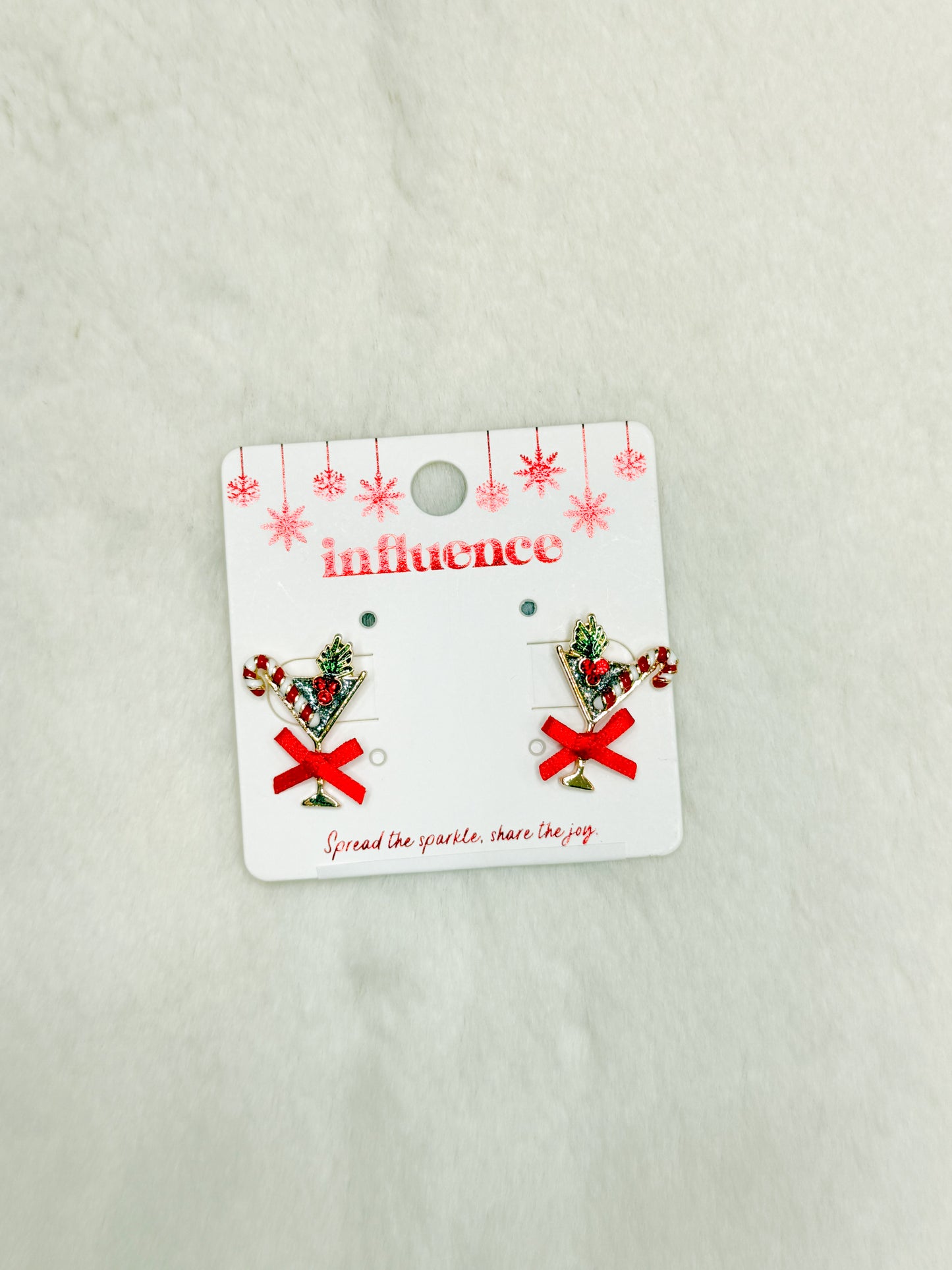 Holiday Swirl Martini Candy Cane Earrings