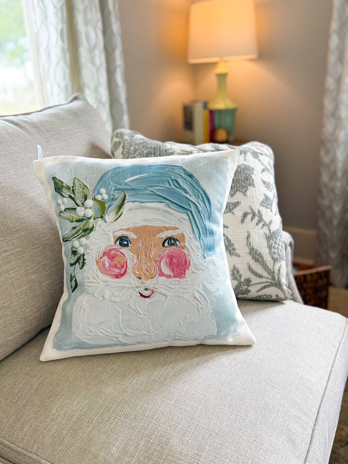 Mr. Claus Rosey Cheek Santa Square Pillow
