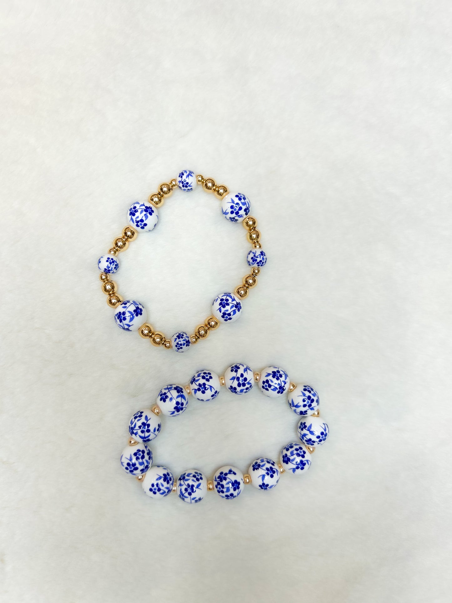 Blue Floral Beaded Bracelet