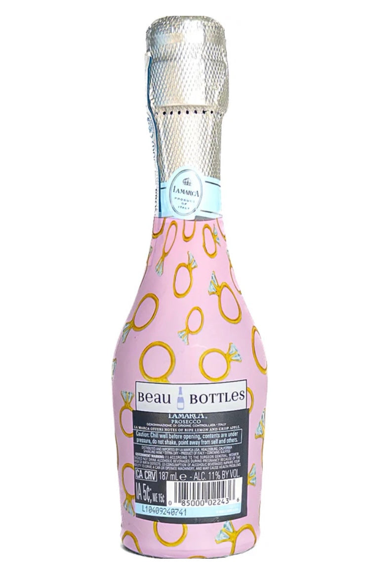Beau Bottles Pink Engagement Ring- MINI La Marca Edition Champagne Bottle Wrap