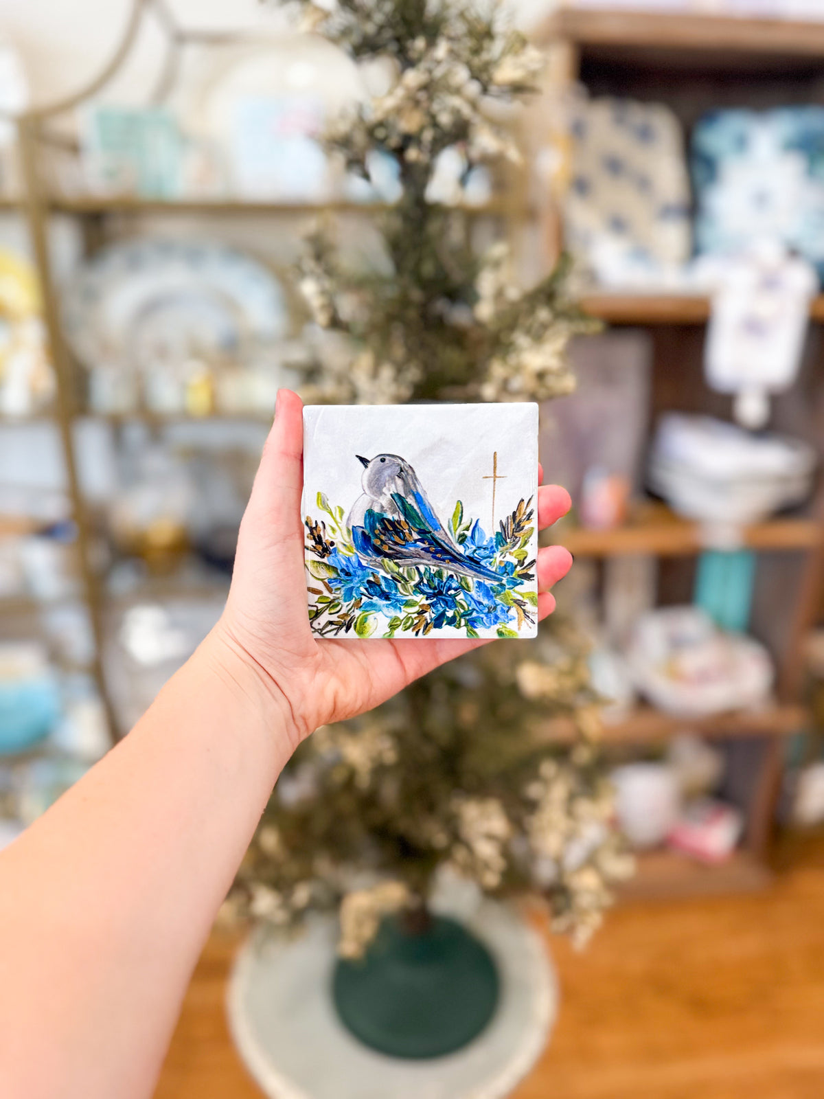 4x4 Sweet Song Floral Birdie Coaster