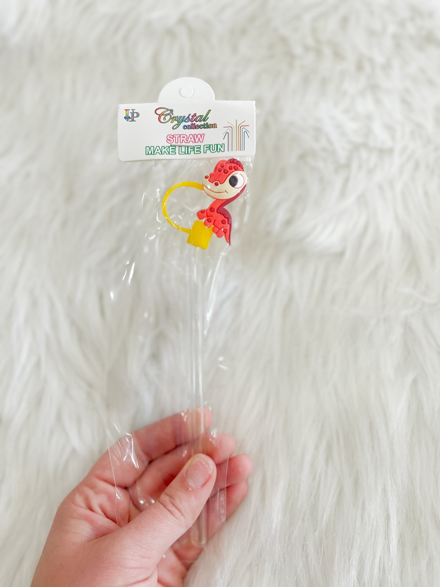 Dino Glass Straw With Color