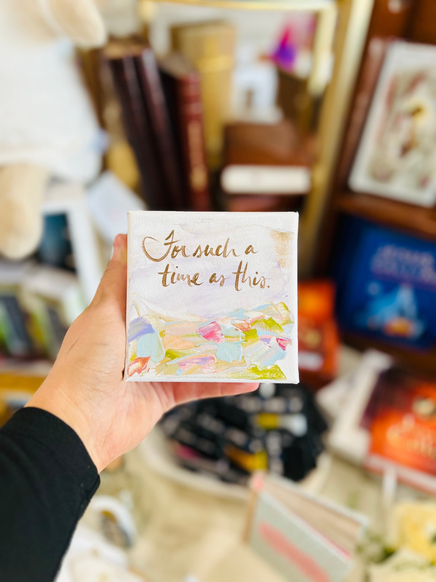 4x4 For Such a Time as This with Pastel Background Canvas Art