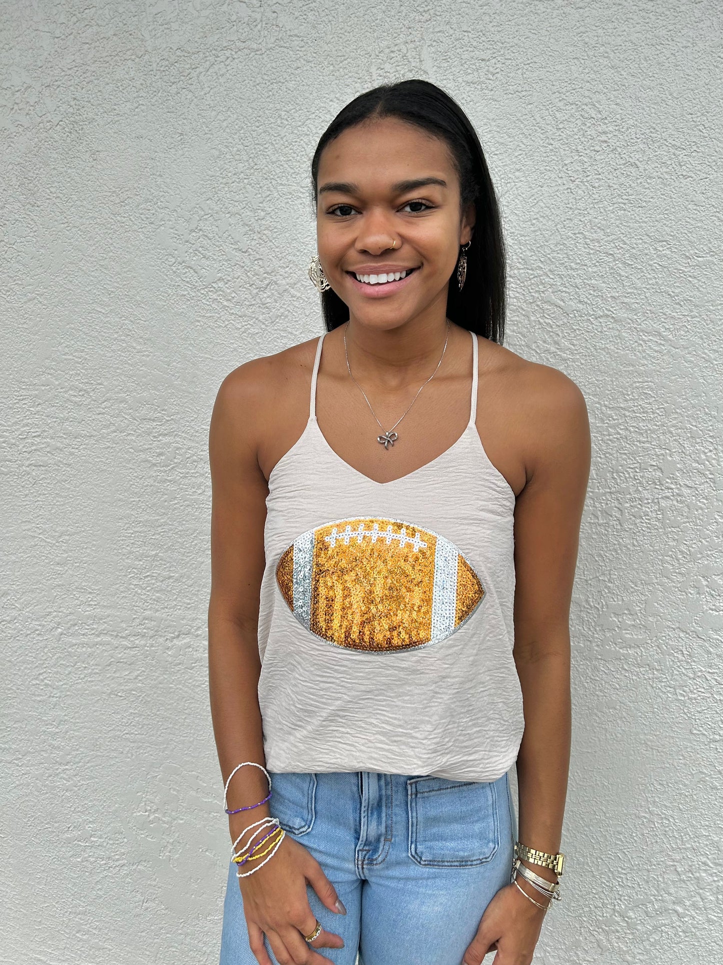 Football Sand Beige Woven Cami Top