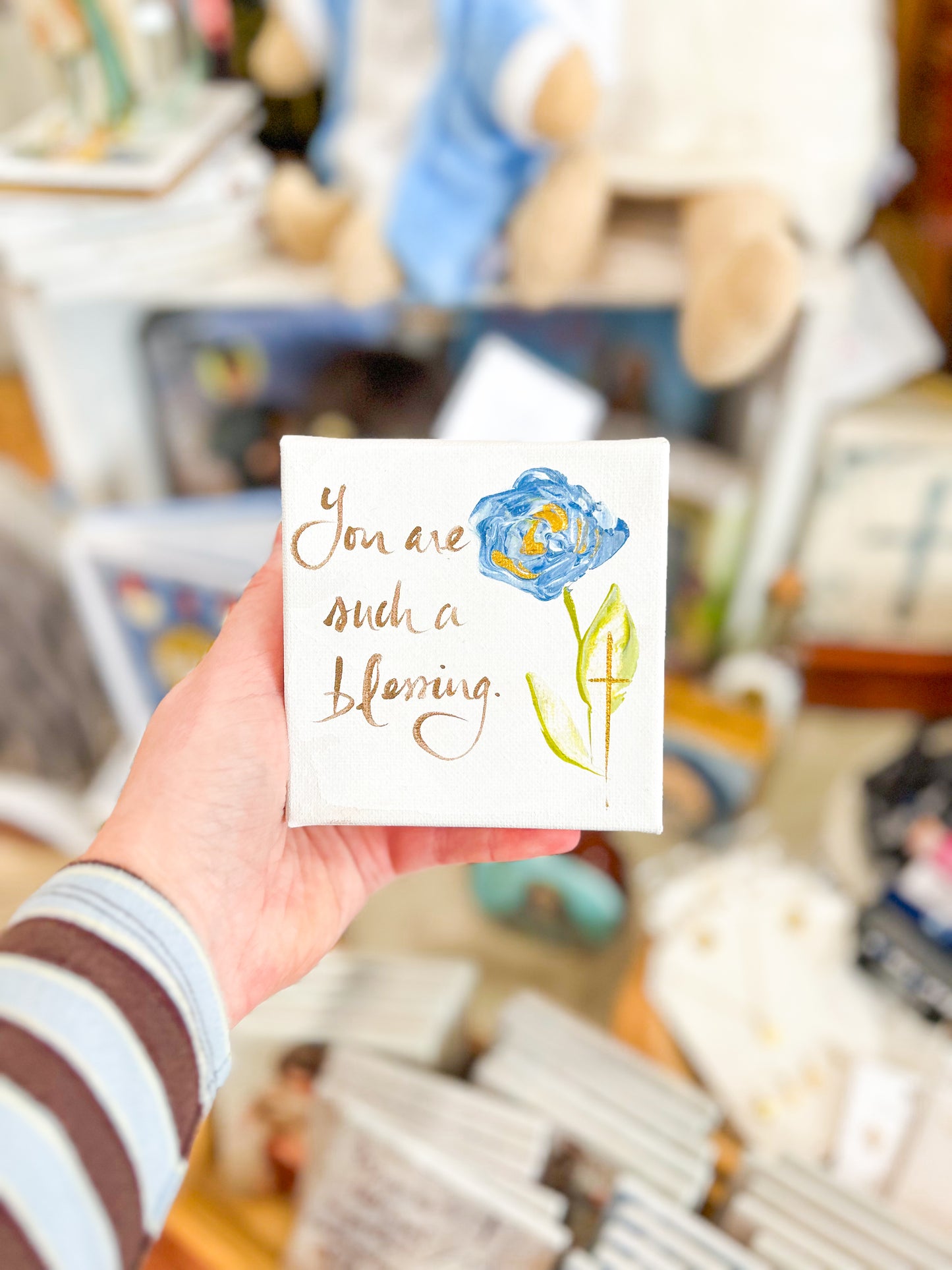 4x4 You Are Such a Blessing with Blue Flower Canvas Art