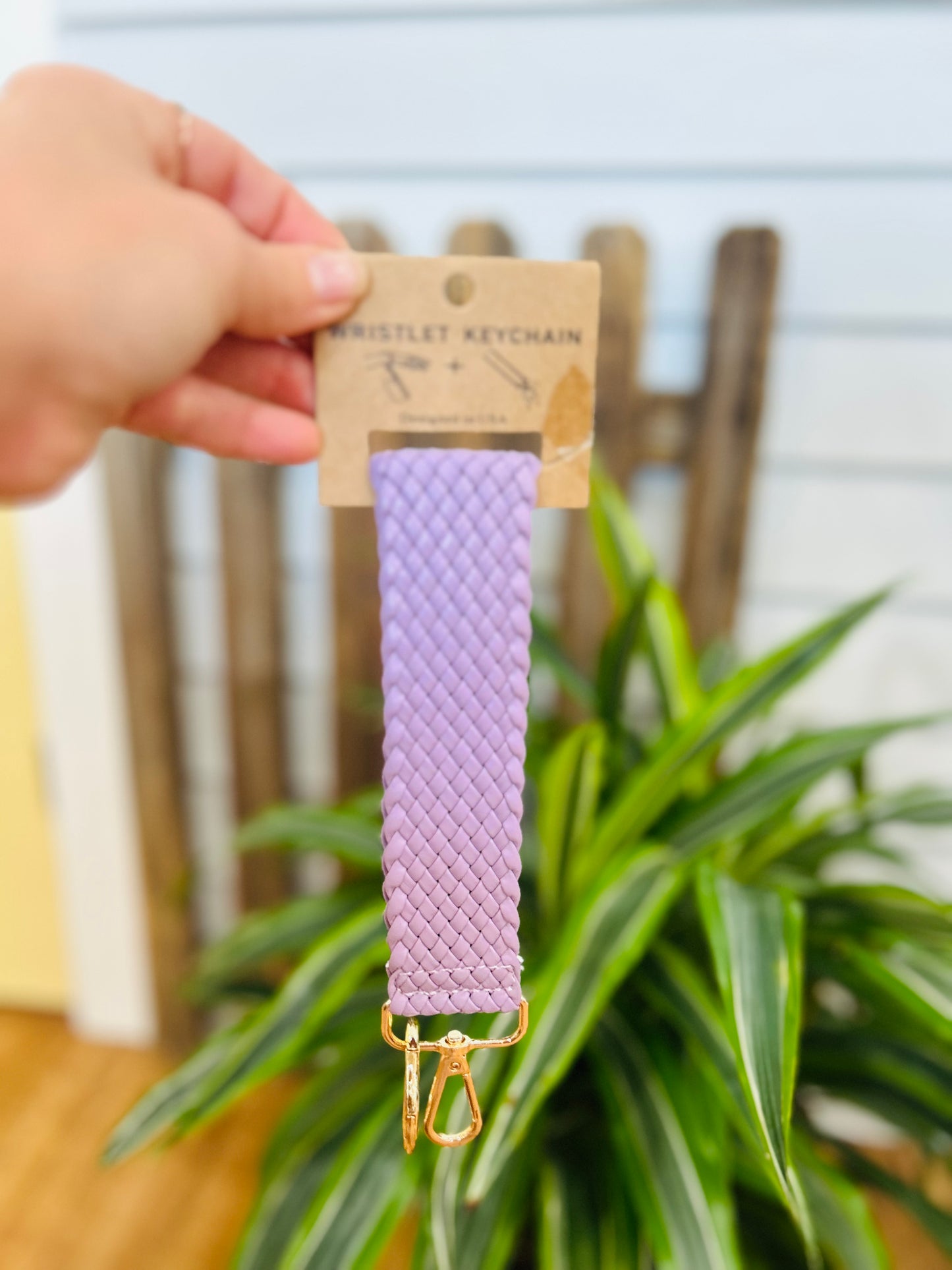 Leather Woven Wristlet Keychain