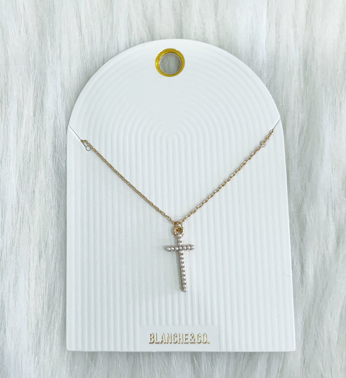 Mini Pearl Cross Necklace