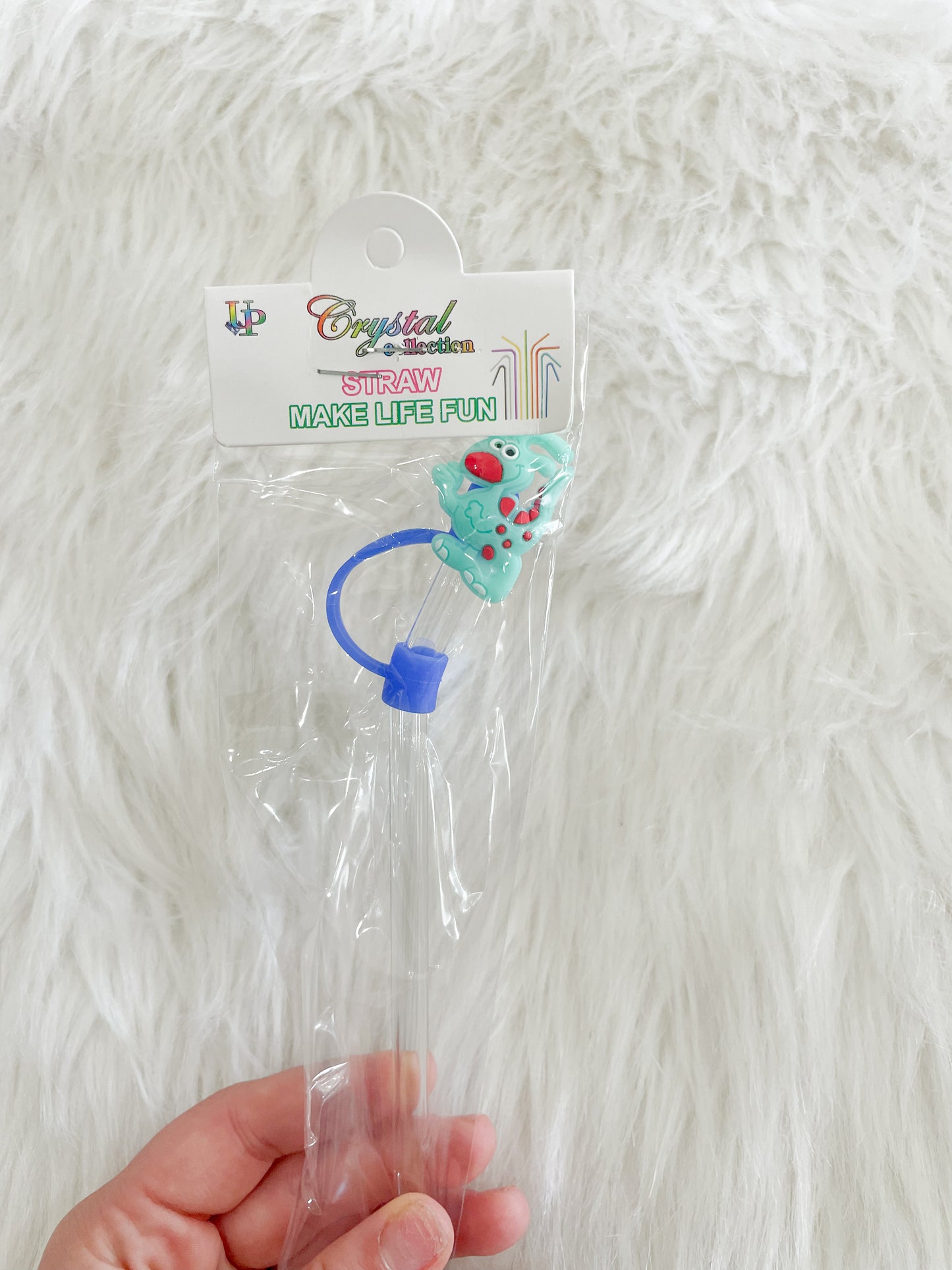 Dino Glass Straw With Color